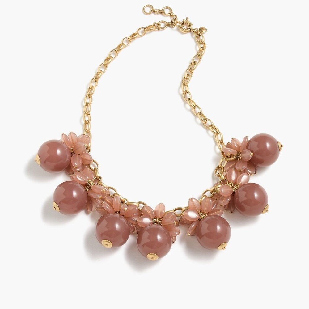 J. Crew Blossom Bauble Necklace – Pink & Gold Statement Piece